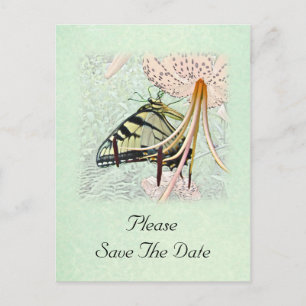 Postal De Anuncios Boda Salva La Fecha Mariposa Golondrina y Lirio