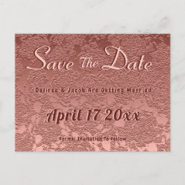 Postal De Anuncios Boda Salva La Fecha Rosa Oro Elegante