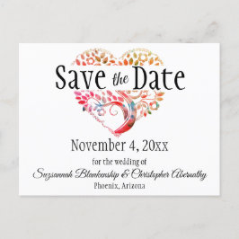 Postal De Anuncios Boda Salvar El Corazón Del Árbol De Borgoña Naranj