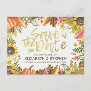 Postal De Anuncios Boda Salvar La Fecha Otoño Cae Sale De La Calabaza