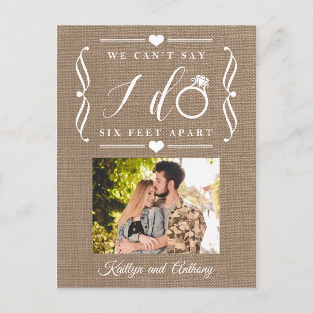 Postal De Anuncios Boda Seis Pies de Distancia Posposición Cambio de  (Anverso)