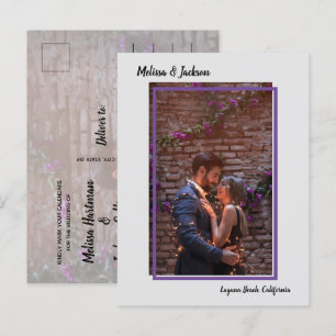 Postal De Anuncios Boda sencilla con superposición de borde Foto para