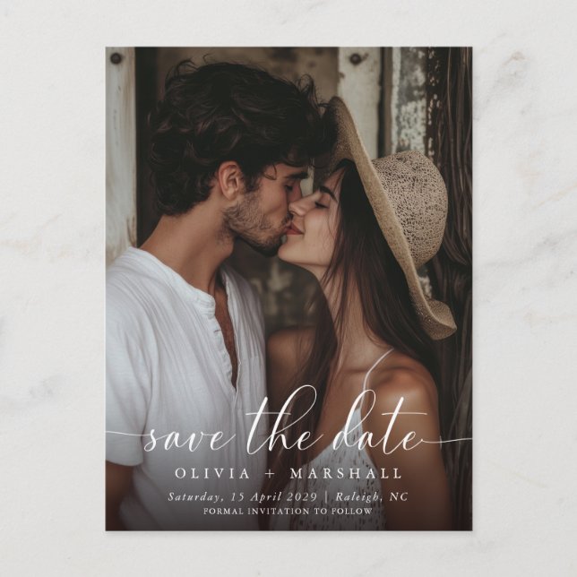 Postal De Anuncios Boda sencillo con escritura mínima moderna (Anverso)