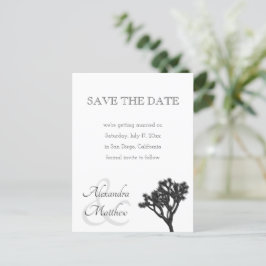 Postal De Anuncios Boda Simple B&W Joshua tree Guardar la Fecha