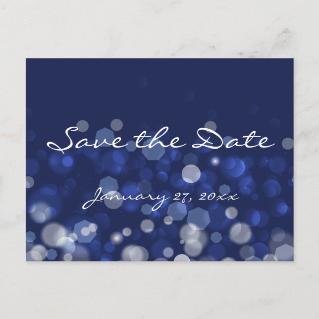 Postal De Anuncios Boda Temática De Invierno Azul Guardar Las Postale (Anverso)