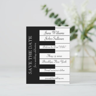 Postal De Anuncios Boda temática de música de piano teclado Guardar l