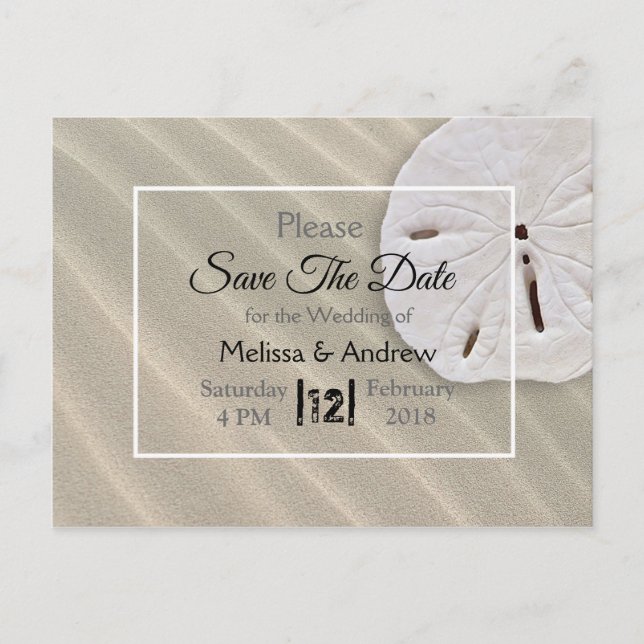 Postal De Anuncios Boda temática del dólar de arena salva la fecha (Anverso)