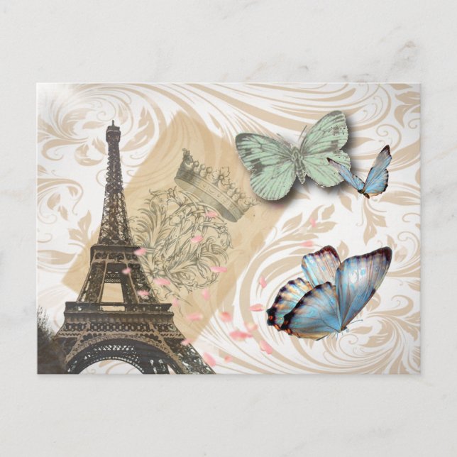 Postal De Anuncios Boda Torre Eiffel París viaje guardar la fecha (Anverso)