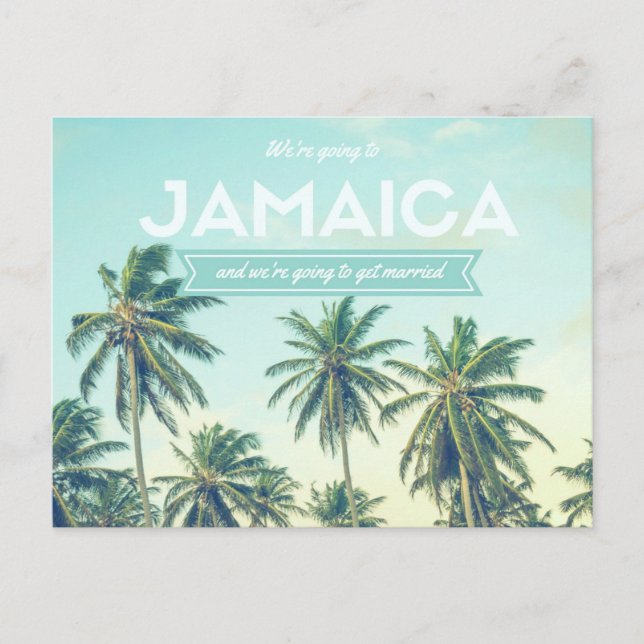 Postal De Anuncios Boda tropical de Jamaica salva las fechas (Anverso)