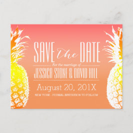 Postal De Anuncios Boda Tropical de Piña Elegante Salva la Fecha