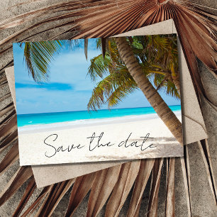 Postal De Anuncios Boda tropical de playa salva la fecha