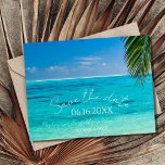 Postal De Anuncios Boda tropical de playa salva la fecha<br><div class="desc">Esta hermosa playa tropical salva las postales de fecha boda son perfectas para tu boda tropical,  de playa o de lado del océano. Personalizar con los datos de su boda.</div>