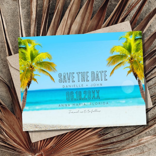 Postal De Anuncios Boda tropical de playa salva la fecha (Subido por el creador)