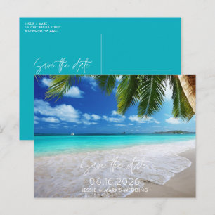 Postal De Anuncios Boda tropical de playa salva la fecha