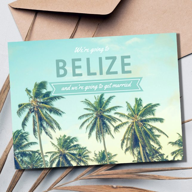Postal De Anuncios Boda Tropical en Playa en Belice Guardar las Fecha (Belize Tropical Beach Wedding Save the Date Postcard)
