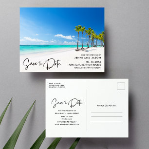 Postal De Anuncios Boda Tropical en Playa Punta Cana - Guardar la Fec