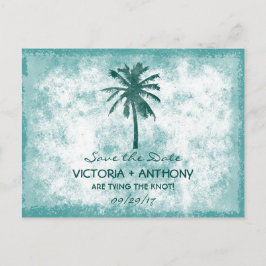 Postal De Anuncios Boda Tropical Palm Tree Beach Ahorra La Fecha