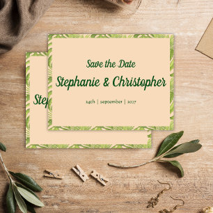 Postal De Anuncios Boda Tropical Verde y Rosa