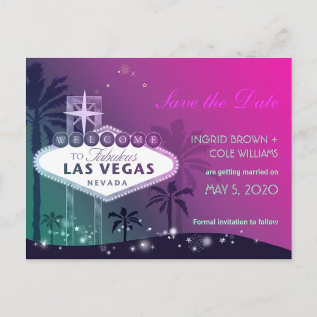 Postal De Anuncios Boda única en Las Vegas Strip Guardar la fecha (Anverso)
