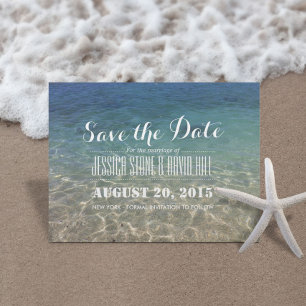 Postal De Anuncios Boda veraniega tropical en la playa salva la fecha