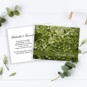 Postal De Anuncios Boda verde Annabelle Hydrangea Salven la fecha