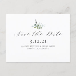 Postal De Anuncios Boda verde de Eucalyptus Guardar la fecha