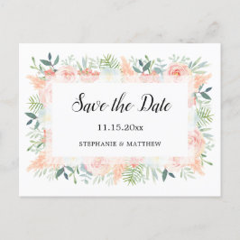 Postal De Anuncios Boda verde de Rosas de Pampas Salven la fecha