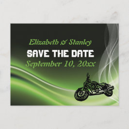 Postal De Anuncios Boda verde en bicicleta de carretera/motocicleta G