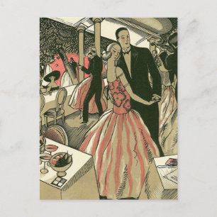 Postal De Anuncios Boda Vintage Art Deco, primer baile de recién casa