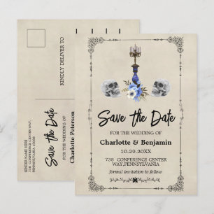 Postal De Anuncios Boda Vintage de Halloween Salva La Fecha
