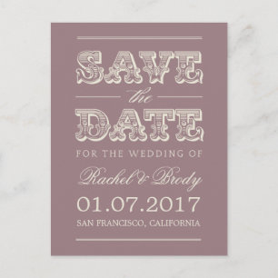 Postal De Anuncios Boda Vintage Dulce - Ahorre la Fecha - Ciruela