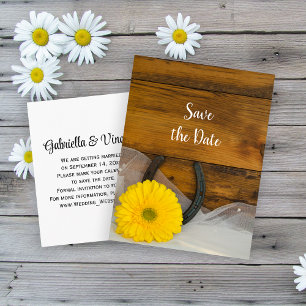 Postal De Anuncios Boda Western de Margarita y Herradura Save the Dat