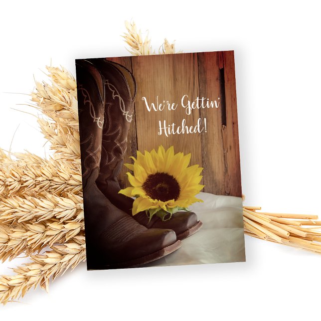 Postal De Anuncios Boda Western Girasol Campestre Ahorra la Fecha (Subido por el creador)