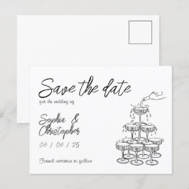 Postal De Anuncios Boda Whimsical Black&White manuscrito