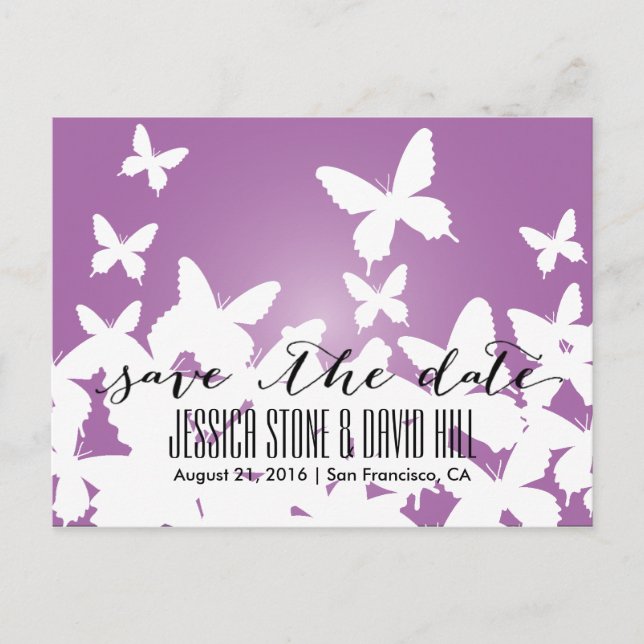 Postal De Anuncios Bodas de Jardín de Mariposas Voladoras Guardar la  (Anverso)