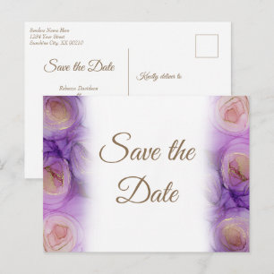 Postal De Anuncios Bodas de Rosas Lilas Abstractas Hermosas
