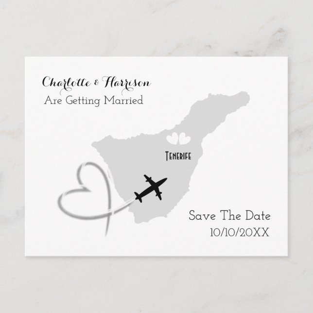 Postal De Anuncios Bodas en Tenerife Save The Date (Anverso)