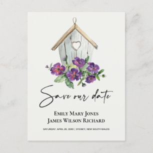 POSTAL DE ANUNCIOS BOHEMIO BLANCO RÚSTICO FLORAL CASA DE PÁJAROS GUAR