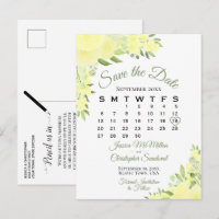 Boho amarillo Floral Wedding Save the Date Calenda