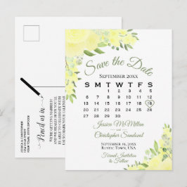 Postal De Anuncios Boho amarillo Floral Wedding Save the Date Calenda
