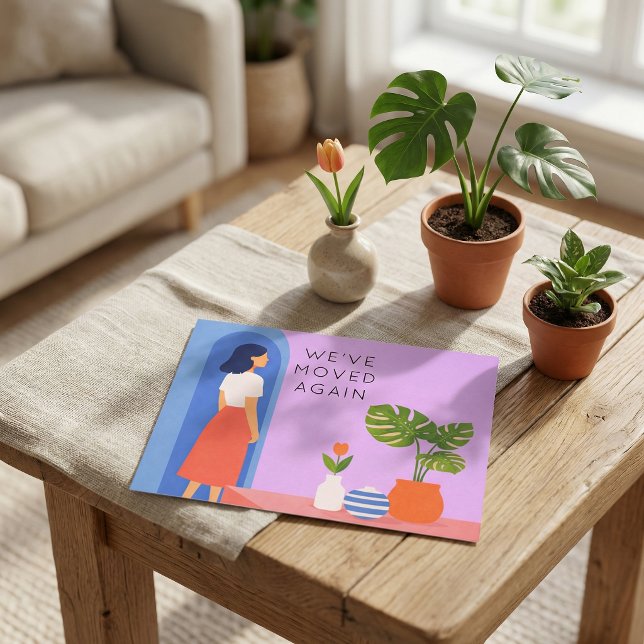 Postal De Anuncios Boho botánico nos hemos mudado de nuevo (Subido por el creador)