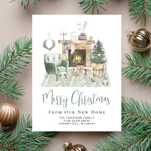 Postal De Anuncios Boho Feliz Navidad Nueva fiesta en casa en movimie