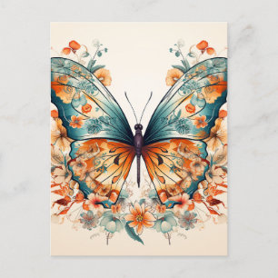 Postal De Anuncios Boho Floral Blossom Butterfly Meadow Watercolor