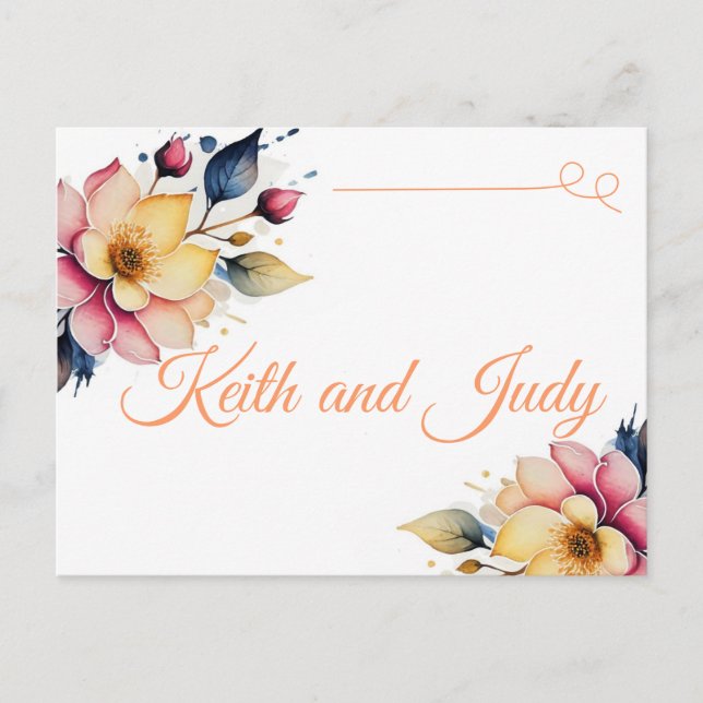 Postal De Anuncios Boho Floral Melocotón (Anverso)