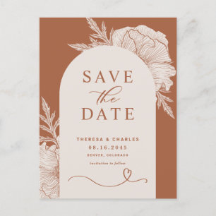 Postal De Anuncios Boho Flores Arco de Terracota Save the Date