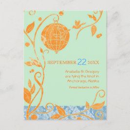 Postal De Anuncios Boho Love Birds Mint Wedding Save the Date