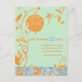 Postal De Anuncios Boho Love Birds Mint Wedding Save the Date