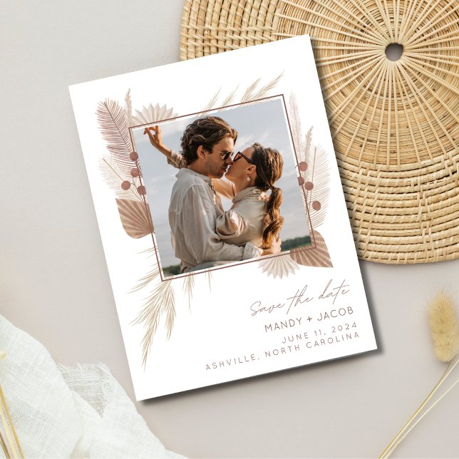 Postal De Anuncios Boho Photo Wedding Salven la fecha (Budget Boho Photo Wedding Save the Date)
