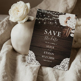 Postal De Anuncios Boho Rustic Neutral Flowers Wedding Save The Date