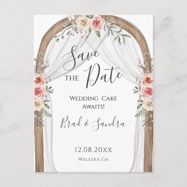 Postal De Anuncios Boho Save the Date - Arco Floral Boho Elegante (Anverso)